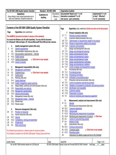 iso 9001 2008 checklist checklist sample rev 2 20 09us PDF